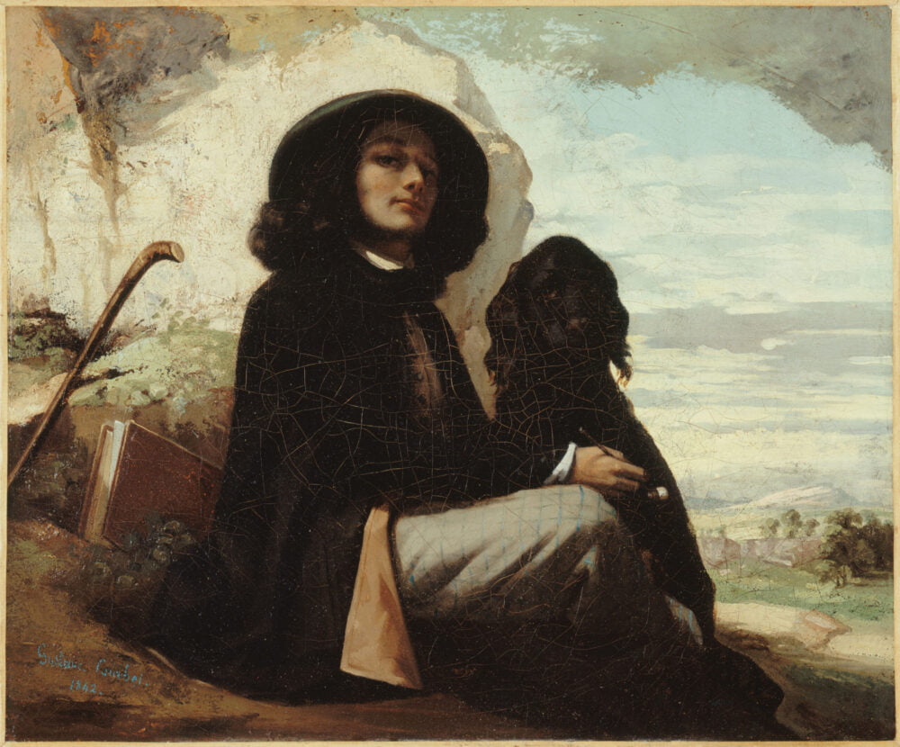 Courbet e la natura di un romantico realista autoritratto cane