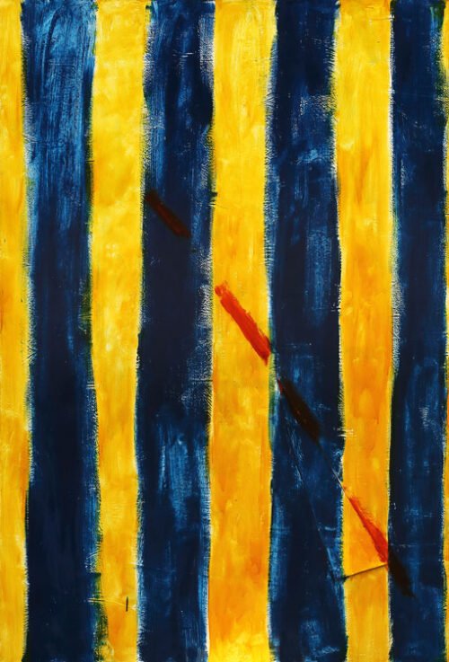 Gianfranco-Notargiacomo-Giallo-e-Blu,-1998-Smalto-su-tela-con-inserto--cm-190-x-130- notargiacomo asdrubali dittico catalogo galleria marchetti roma giallo e blu