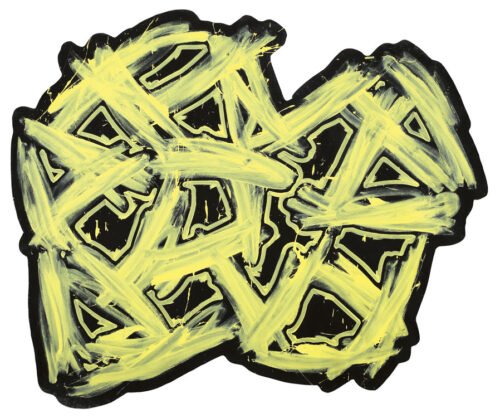 Gianni-Asdrubali-Zoide-giallo,-2001-Pittura-industriale-su-tela-cm-242-x-197 notargiacomo asdrubali dittico catalogo galleria marchetti roma zoide giallo