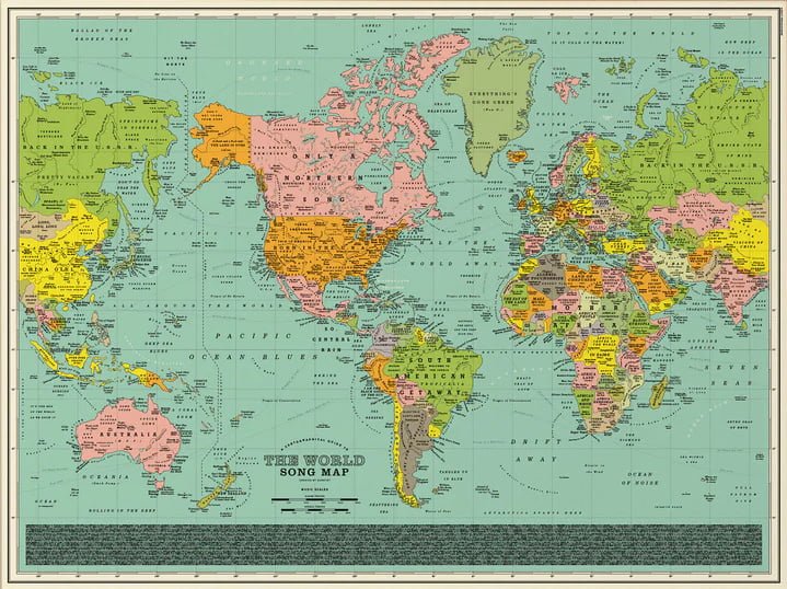 World Song Map Mondo canzoni mappa