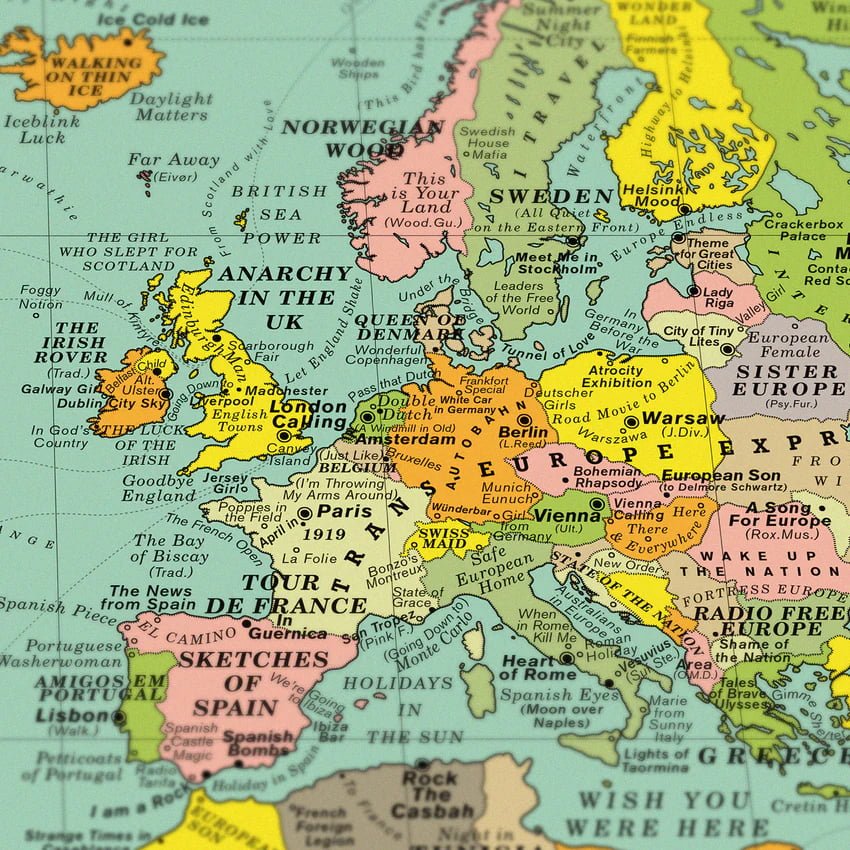 World Song Map Mondo canzoni mappa Europa