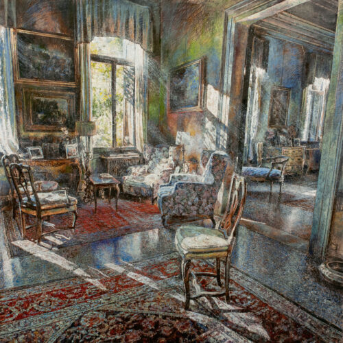 Le-stanze-del-Palazzo,-2022-olio-su-tavola--150x150-cm raffaele minotto elementi sensoriali mostra stanze palazzo