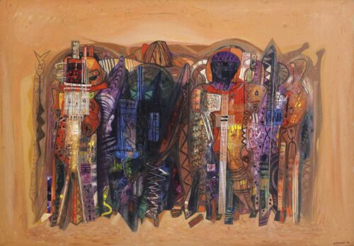 2001-Presenze,-2001,-acrilico-su-tela,-cm.-98x141 Abdallah Kaled la patria interiore galleria nino sindoni 2018 presenze