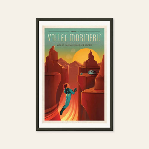 spaceX valles Marineris marte esplorazione spaziale poster spaziale retrò