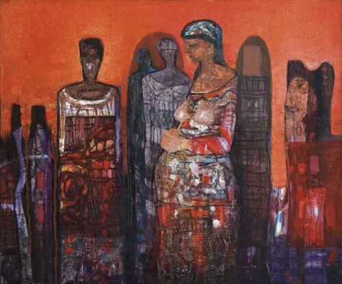 Femmes-de-le-Kabilie,-1989,-olio-su-tela,-cm.-50x60 Abdallah Kaled la patria interiore galleria nino sindoni 2018 femmes de le kabilie