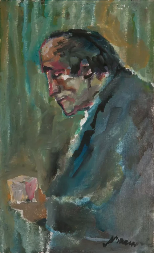 mino-maccari-autoritratto-con-bicchiere mino maccari l'ironia visionaria galleria marchetti roma autoritratto con bicchiere