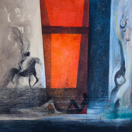 Figura umana e cavallo astratti.nader viaggio