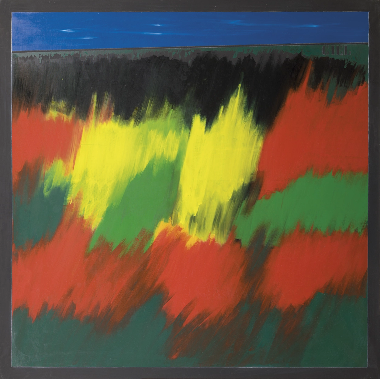 Franco Angeli, Polaroid, fine anni ’70 - primi anni ’80. Tecnica mista su tela, cm 160 x 160 (Coll. privata, Terni)