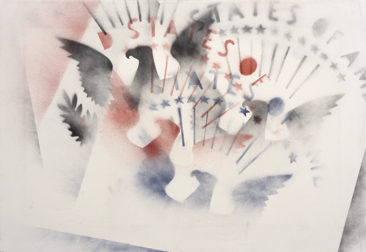 Franco Angeli, Senza titolo, primi anni '70. Smalto su tela, cm 65 x 95 (Coll. privata, Roma)