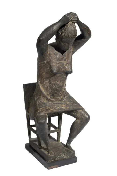 carlo Mandelli Donna che si pettina 1956 bronzo