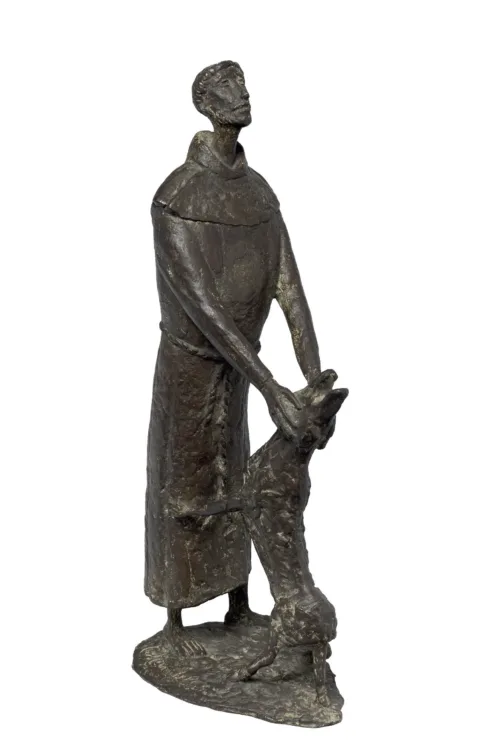 Mandelli San Francesco e il lupo bronzo, carlo mandelli San Francesco e il lupo bronzo oratorio san rocco padova