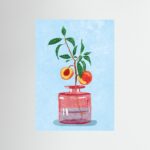 Poster fine art . Albero di pesco in vaso