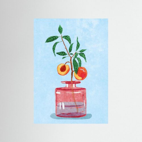 Poster fine art . Albero di pesco in vaso