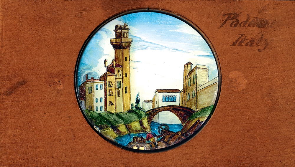Padova, La Specola, vetro da proiezione dipinto a mano, Inghilterra, 1850 ca.