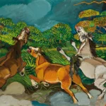 Radici • Ligabue Scipione Zavattini 2 Antonio Ligabue Cavalli imbizzarriti dal temporale durante la notte, 1960 olio su tela