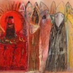 Radici • Ligabue Scipione Zavattini 17 Cesare Zavattini, Otto porporati con sole rosso, 1974
