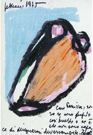Cesare Zavattini, Senza titolo (Autoritratto con dedica a Panizza), 1975