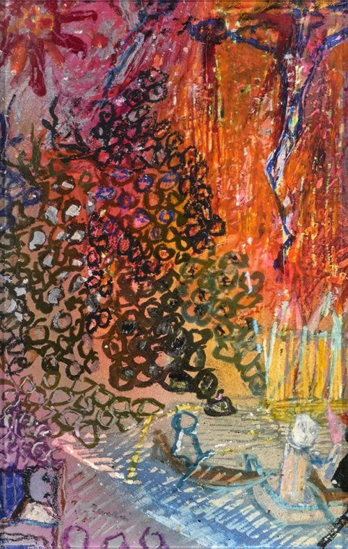 Cesare Zavattini,Processione o Crocefisso sul Po con barcaioli, 1973 tecnica mista su cartoncino cm 34,5 x 23,2 Cesare Zavattini,Processione o Crocefisso sul Po con barcaioli, 1973 tecnica mista su cartoncino