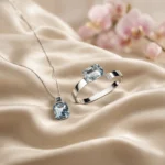 Collana Oro acquamarina diamante taglio princess