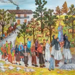 Radici • Ligabue Scipione Zavattini 10 Annunziata Scipione Processione di santa Lucia, 1998 olio su tela, cm 150 x 270