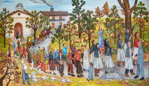 Processione di santa Lucia, 1998 olio su tela, cm 150 x 270 Annunziata Scipione Processione di santa Lucia, 1998 olio su tela, cm 150 x 270