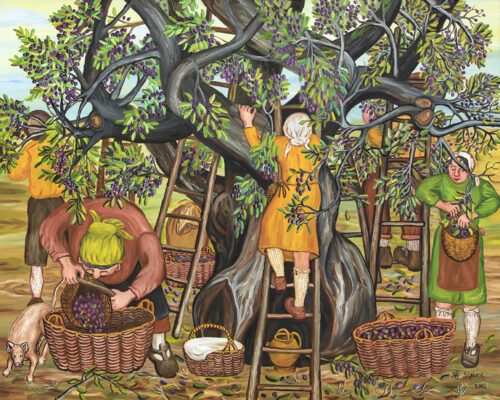 Raccolta delle olive, 2002 olio su tela, cm 80 x 100 Annunziata Scipione Raccolta delle olive, 2002 olio su tela, cm 80 x 100