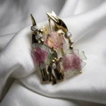 Spilla Oro tormaline scolpite brillanti Collezione Gioielleria Brunelli